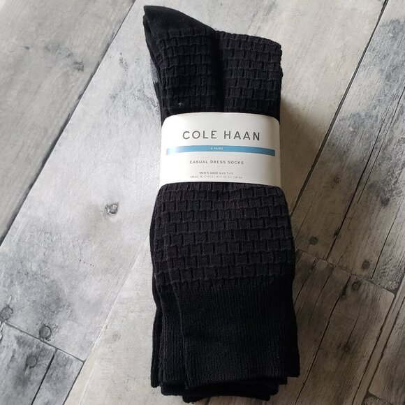 NWT - 6-pair Black Cole Haan Men's Dress Sock Fits Men's shoe size 7-12 - Picture 1 of 5